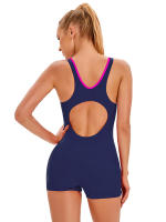 Traje De Baño De Un Pie Deportivo 2023 Talla Grande Mujer Traje De Natación Profesional Estilo Patchwork Para Surfeo Y Natación - details 9