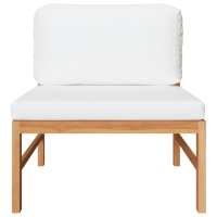 vidaXL Sofá central de madera maciza de teca con cojines Crema, Gris oscuro, Conjunto Terraza Muebles Jardín Exterior Juego de Muebles de jardín Mueble Jardín Exterior Muebles de Salon Exterior - details 1