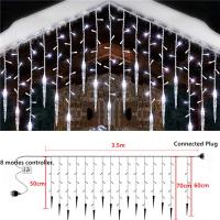 Luces De Navidad Cadena De Luces De Aire Con LED Para Decoración De Fiesta Hogar Año Nuevo Exterior Colgante De Encaje Cortina Guirnalda De Piedra Hielo Paratechos - details 4