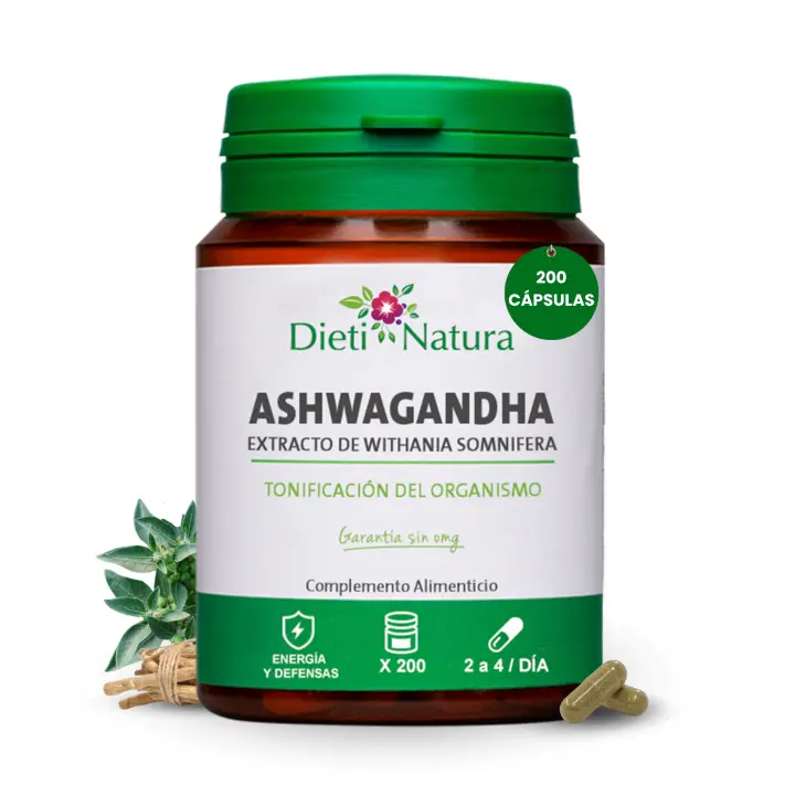 Dieti Natura 200 Cápsulas de Ashwagandha - Vitalidad y Protección de las Defensas - 1