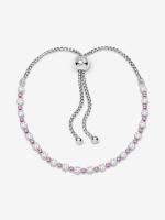 Pandora-Pulsera Deslizante con Brill rosa y transparente-Plata de ley - details 1