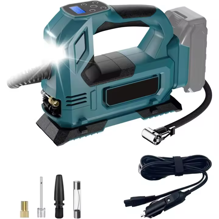 Bomba de aire eléctrica inalámbrica, Inflador de neumáticos de coche, compresor de aire inflable con luz LED para batería Makita de 18V, novedad,Pantalla digital e iluminación LED - 1