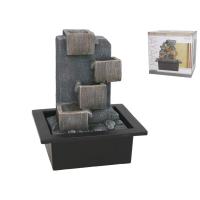Gissed Fuente Decorativa de Agua en Resina con Diseño Escalonado – Estilo Zen para Hogar, Oficina y Espacios Relajantes – Flujo Suave de Agua con Bomba Incluida – Ideal para Aromaterapia, Feng Shui y Meditación – Medidas 17.5 x 21 x 24 cm – Decoración con - details 0