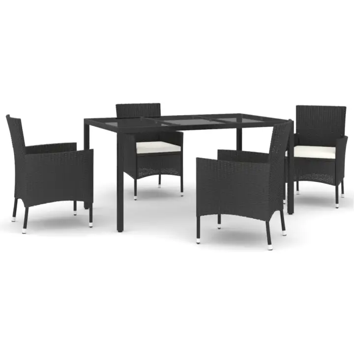 vidaXL Set de muebles jardín 5 pzas con cojines ratán sintético negro - 1