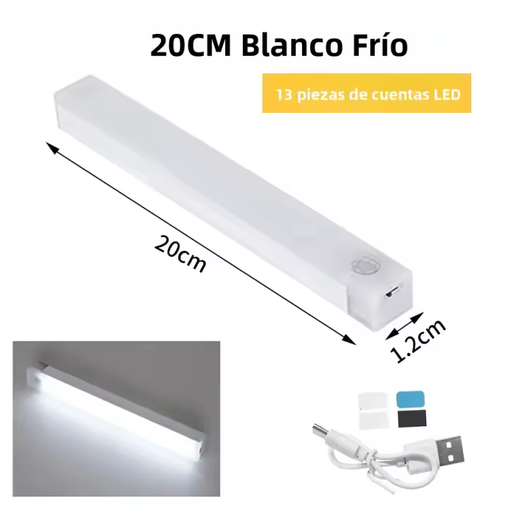 Lámpara Nocturna LED Inalámbrica Con Sensor De Movimiento Para Armario Y Escaleras Luz Inductiva Portátil Detector Rectangular Recargable - 1