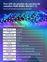 Tira De LED WS2811 RGBIC Con Control Remoto Bluetooth 5M 10M 20M 25M DC 24V Luz De Carreras De Caballos Color Soñado Tape Lámpara IC - details 1