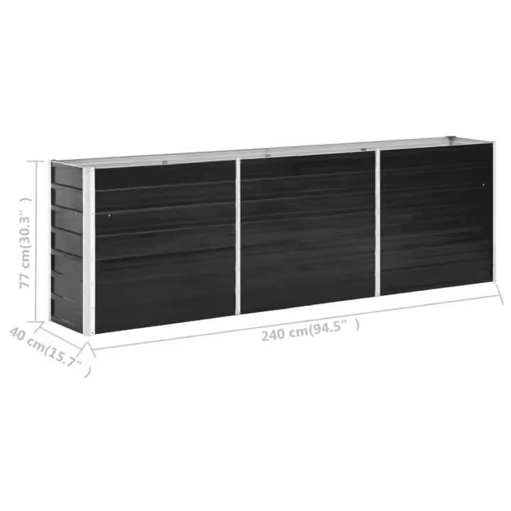 vidaXL Arriate de jardín de acero galvanizado antracita 240x40x77 cm - 1