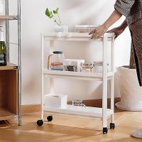 Carrito de almacenamiento delgado con ruedas de 3/4 niveles, para uso general, organizador de estanterías de almacenamiento móvil deslizante para cocina, baño, lavandería, dormitorio, lugares estrechos - details 12
