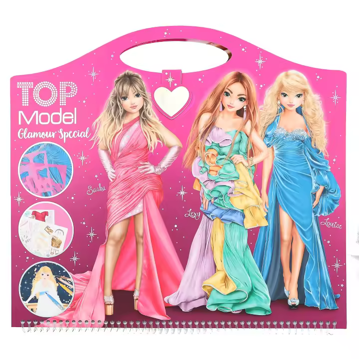 TOPMODEL CUADERNO MALETIN PARA COLOREAR CREATE YOUR GLAMOUR SPECIAL. PLANTILLAS, TELA, STIKERS. - 1