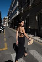 PuntoSalao Vestido midi estampado lunares para mujer tirante finos color negro vestido encarna la fusión perfecta entre clasicismo y tendencia, ofreciendo un diseño que realza la figura y aporta un toque de sofisticación - details 2