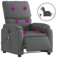 vidaXL Sillón reclinable de masaje eléctrico tela Gris claro, Gris oscuro, Negro Sillon Dormitorio Sillon Comodos Silla Relax Sillón Sofá - details 1