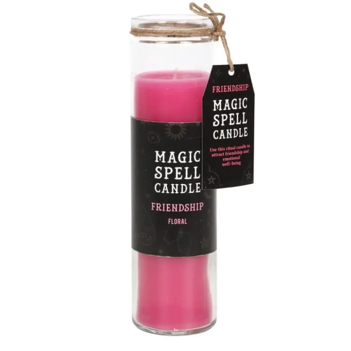 VELAS TUBO MÁGICA - MAGIC SPELL TUBE CANDLE - FRIENDSHIP - AMISTAD- VELA TUBO CRISTAL ROSA FLORAL 21CM - SPIRIT OF EQUINOX - 1