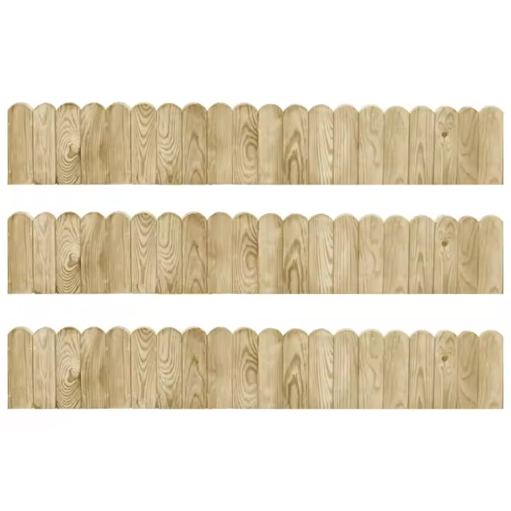vidaXL Rollos de borde de jardín 3 uds madera pino impregnada 120 cm - 1