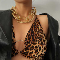 Collar Gargantilla Punk Multicapa Dorado Para Mujer Joyería Hip Hop Cadena Gruesa Y Gruesa Collar Clavícula Gran Tamaño - details 3