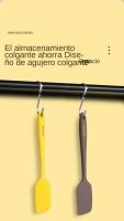 Set De 2 Cuchara De Silicona Para Cocina Y Hornear Utensilios Ecológicos Para Mezclar Pasteles Crema Amarillo/Marrón Scrapers - details 10