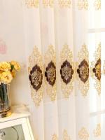 Cortina De Tules Bordadas Elegantes Con Flores Para Sala De Estar Y Dormitorio Voile Transparente Lujo Cortina De Encaje Para Ventanas Francesas - details 13