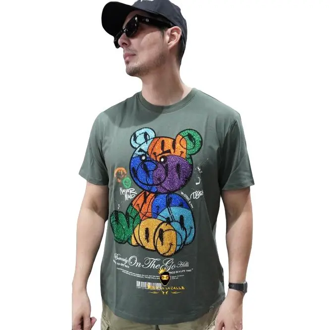 Camiseta Left Point Verde Pedrería Brillante Oso Colores - 1