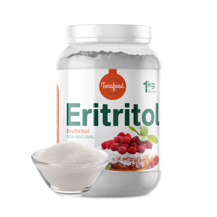 Eritritol 1KG | Edulcorante Natural 100% | Sustituto de azúcar | Sin Gluten ni Lactosa | Cero calorías | Apto para Vegetarianos | Bajo indice Glucémico | TORAFOOD - 1