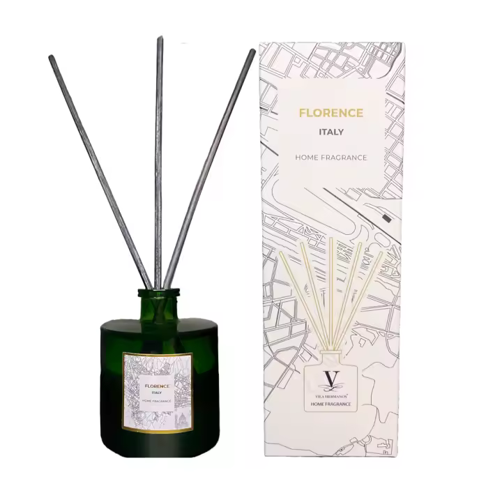 IMPACTE MILANO. Mikado Aromático 100ml Apothecary Italy, Ambientador Varillas Envase de Diseño color Verde. Aroma Florence, Fragancia de Jazmín, Geranio y Flores Blancas. Difusor Perfumado para el Hogar. Fabricado por Vila Hermanos - 1
