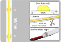 Tira LED COB Regulable 24V 12V 8mm 320LEDs/m Luz Flexible Para Decoración De Habitaciones 3000K 4000K 6000K 1m 5m - details 4