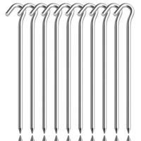 10pcs Palos De Tenda De Aluminio Con Gancho Para Camping Y Viajes Al Aire Libre Palos De Tierra Duros Y Ligeros Para Tarp Y Awning - details 0