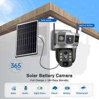 Cámara Solar 4G Con 3 Lentes 12MP Batería Integrada Visión Nocturna 6K Resistente Al Agua Para Seguridad Doméstica Exterior Con Almacenamiento Interno De 128G - details 0