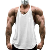 Camiseta Deportiva Hombre Sin Mangas Algodón Transpirable Estampado Cruzado Para Gimnasio Y Correr Top De Entrenamiento Fitness Con Dorsal Y - details 9