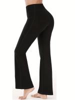 Leggings De Yoga Para Mujer Cintura Alta Levanta Glúteos Estilo Flare Duraderos Elásticos Con Bolsillos Adecuados Para Todas Las Estaciones - details 20