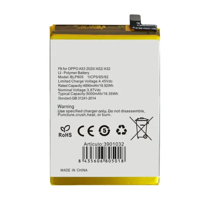 TODOBARATO 24HORAS Bateria BLP805 Para OPPO A53 A53s A32 - 4890mAh - 1