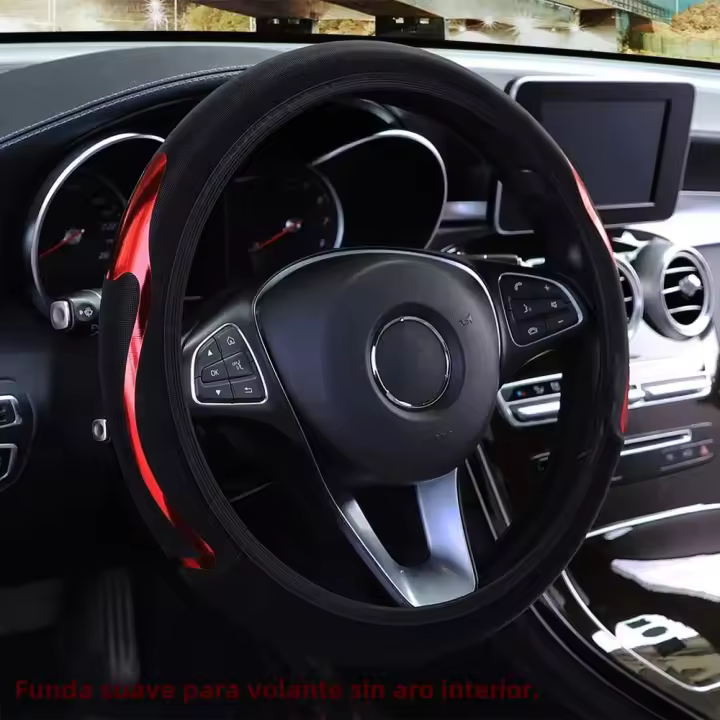 Cubierta De Volante De Cuero PU Brillante Accesorios Dinámicos Para Coche Adecuada Para 14.5-15 Pulgadas Sin Anillo Interior - 1