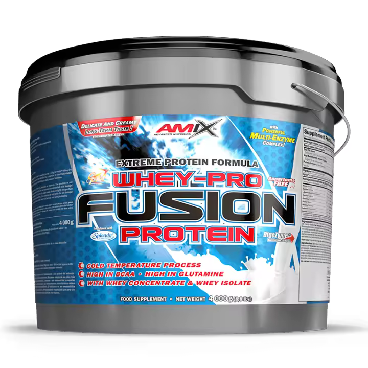 Amix WHEY PRO FUSION PROTEINA 4KG Moca choco-coffee Suplemento nutricional Incremento masa muscular Proteína eficiente baja en grasas y de rápida absorción - 1