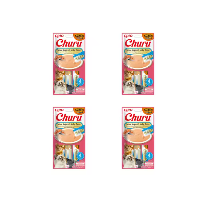 Inaba Churu Receta Salmón Comida Húmeda Para gatos. Churu Receta de Salmón es un snack para gatos que ofrece un sabor excepcional gracias a su elaboración con auténtico salmón noruego. - 1