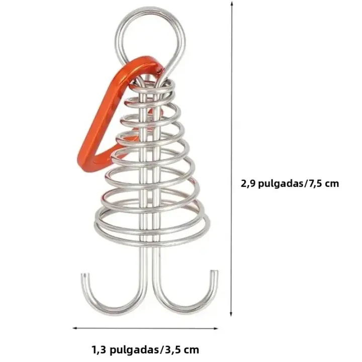 Gancho De Madera Y Acero Inoxidable Para Camping Exterior Anzuelo De Octopus Con Cuerda De Resorte Para Remos Fijación De Tents Accesorio De Tienda De Campaña - 1