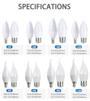 8PCS Bombilla LED E14 E27 3W 6W 9W 12W 15W Luz Cálida Fría Interior 220V Bombilla De Vela Decorativa Para Hogar Y Candelabro - details 2