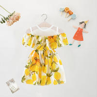 Vestido De Verano Para Bebé Niña Con Estampado Completo Hombros Descubiertos Malla Lace Vestido De Princesa Playa Chifón Vestido Para Niñas De 0 a 3 Años - details 3