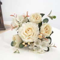 Bouquet De Flores Artificiales Con Hydrangea Y Peonías Sintéticas Para Decoración De Hogar Y Bodas Centros De Mesa Falsas - details 12