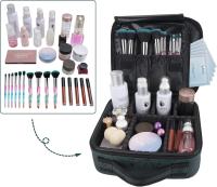 Neceser Maquillaje Bolso Mujer, Bolsa de Cosméticos de Viaje Impermeable Estuche de Viaje Portátil Maletín Manicura Joyero y Uñas Organizador, with Divisiones Extraible, Verde - details 2