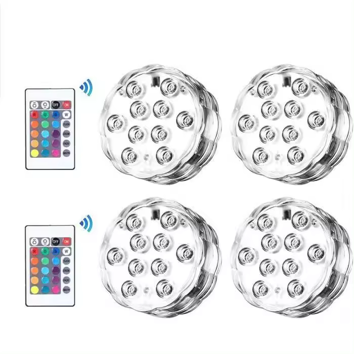 Luz LED sumergible, iluminación LED RGB multicolor impermeable con controles remotos, luces subacuáticas IP68 - 1