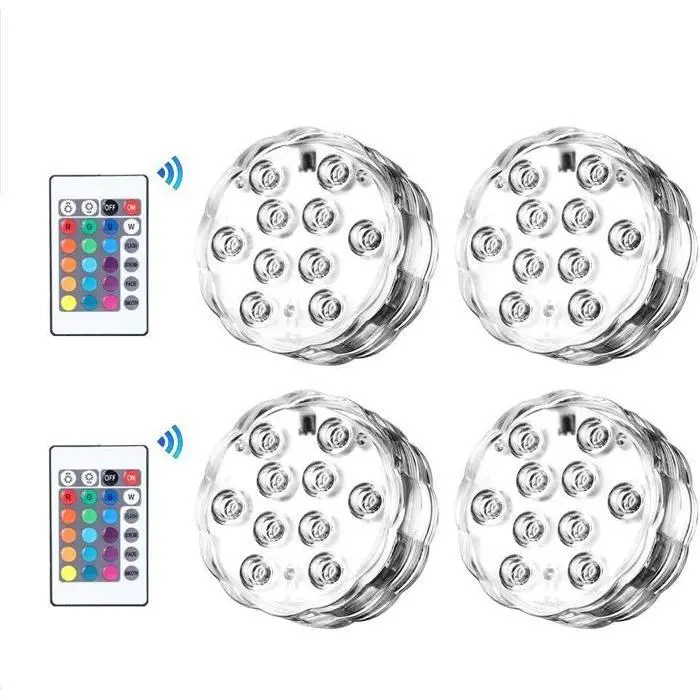 Luz LED sumergible, iluminación LED RGB multicolor impermeable con controles remotos, luces subacuáticas IP68 - 1