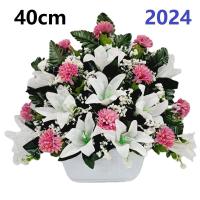 Centro de Flores para Cementerio Gerimport | Ramos de Flores para Todos los Santos | Flores Artificiales de Tela | Ancho 50cm | Alto 40cm | Personalizar Color y Medida - details 9
