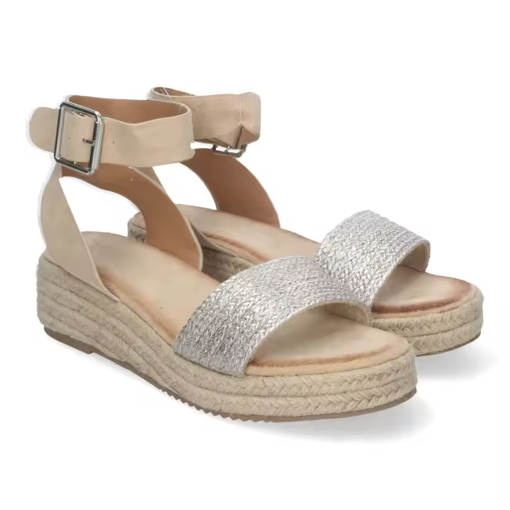 PuntoSalao Sandalias de plataforma plateadas en yute para mujer SX-3Q48 - 1