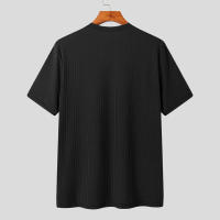 Camiseta De Verano Para Hombre Lujo Ligero Suéter De Lana Estilo Coreano Cuello Redondo Manga Larga Color Sólido Suave Básico Popular - details 11