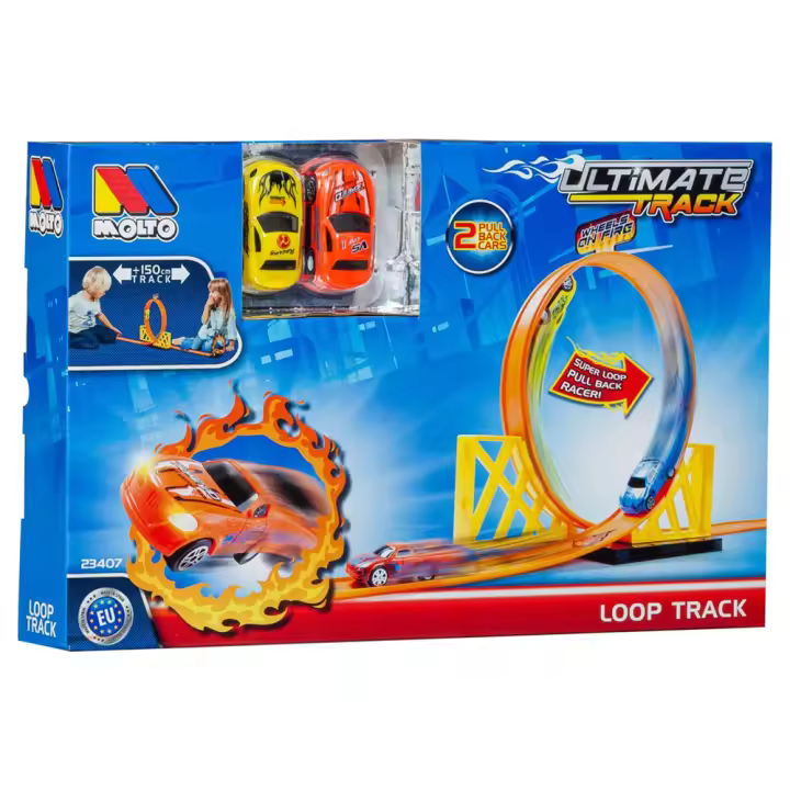 Pista Ultimate Track con looping 150 cm ¡haz las acrobacias más increíbles! Incluye 1 coches (Molto 23407) - 1