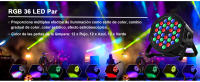Foco LED de 36 W, Luz Colorida RGB, Iluminación de Escenario LED controlada por Voz, con control DMX y control remoto, ajustado para decoraciones de Bodas en bares - details 0
