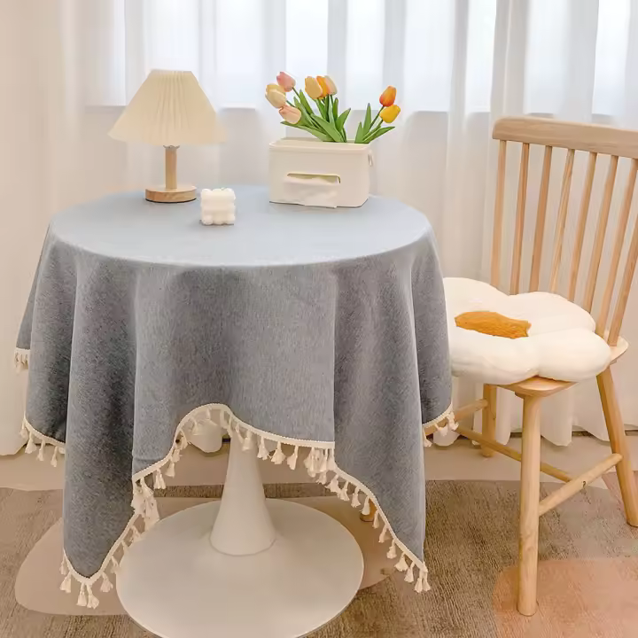 Mantel De Lino Y Algodón Con Borlas Rusticas INS Para Boda Y Recepción Decoración De Mesa Bohemia Para Comedor Y Té - 1