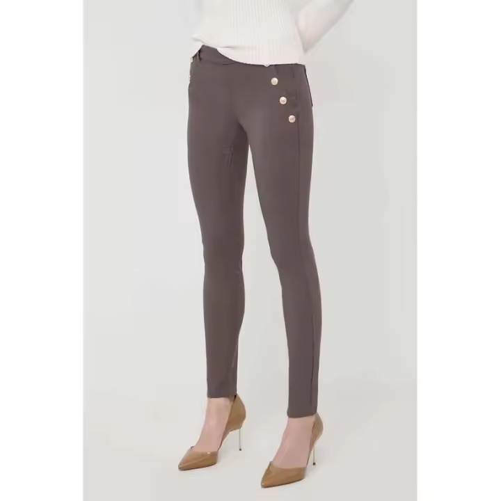 Pantalón de cintura alta gris con hilos metalizados de la marca Morgan, ideal para lucir elegante y a la moda - 1