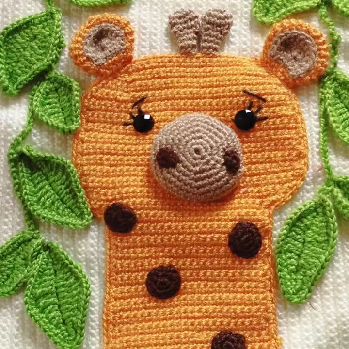 Tapiz infantil Jirafa. Artesanal, totalmente hecho a mano. Diseño exclusivo. - 1