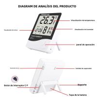 Medidor De Temperatura Y Humedad Digital LCD HTC-2/HTC-1 Estación Meteorológica Con Reloj Para Interior Y Exterior - details 15