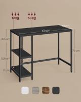 Escritorio Industrial con 2 Estantes Ajustables - Mesa de Trabajo para Oficina o Salón, Estructura de Acero, Marrón Rústico y Negro Tinta - details 19