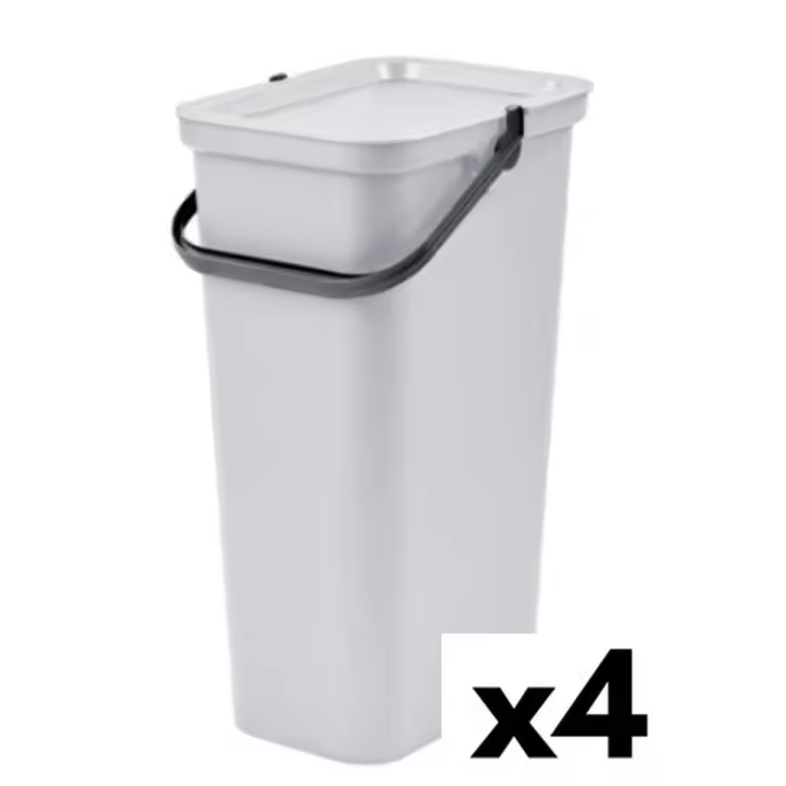 Cubo de Basura para Reciclaje Tontarelli Moda Blanco 38 L (4 Unidades) - 1